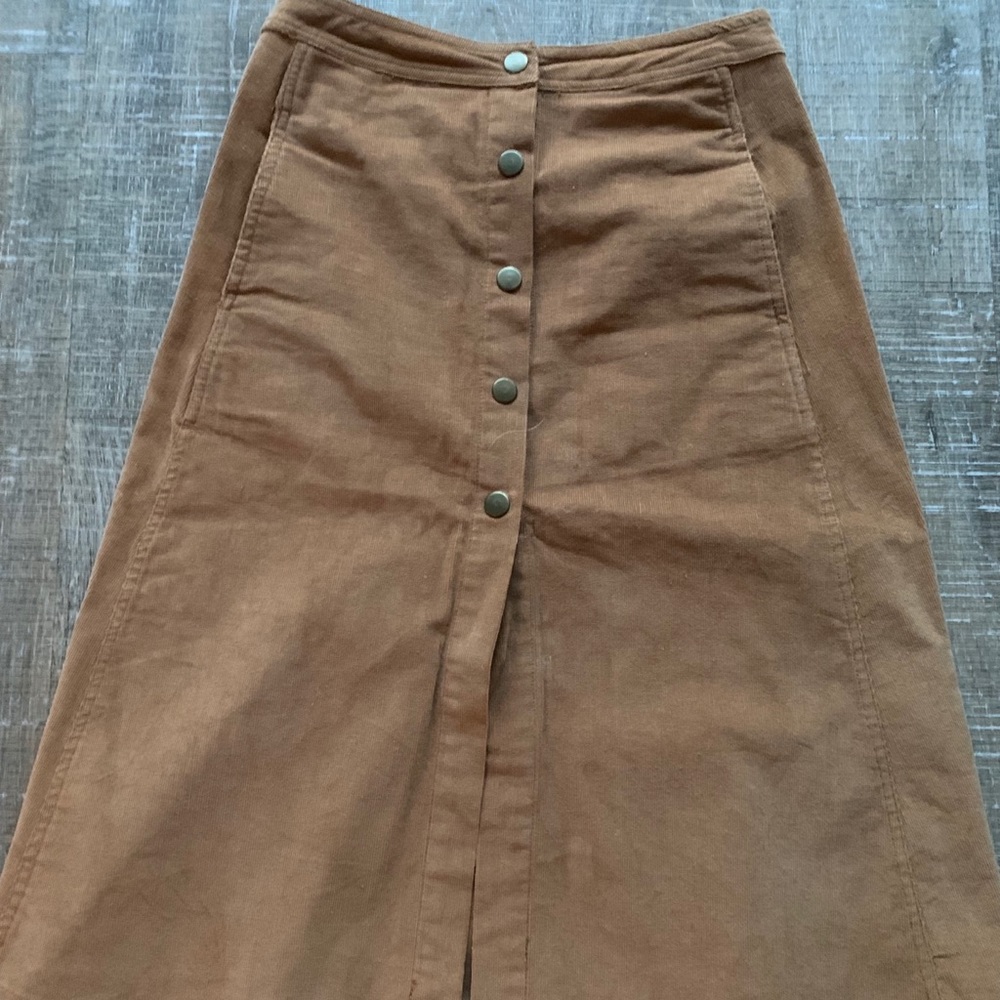 Brown corduroy a-line skirt.